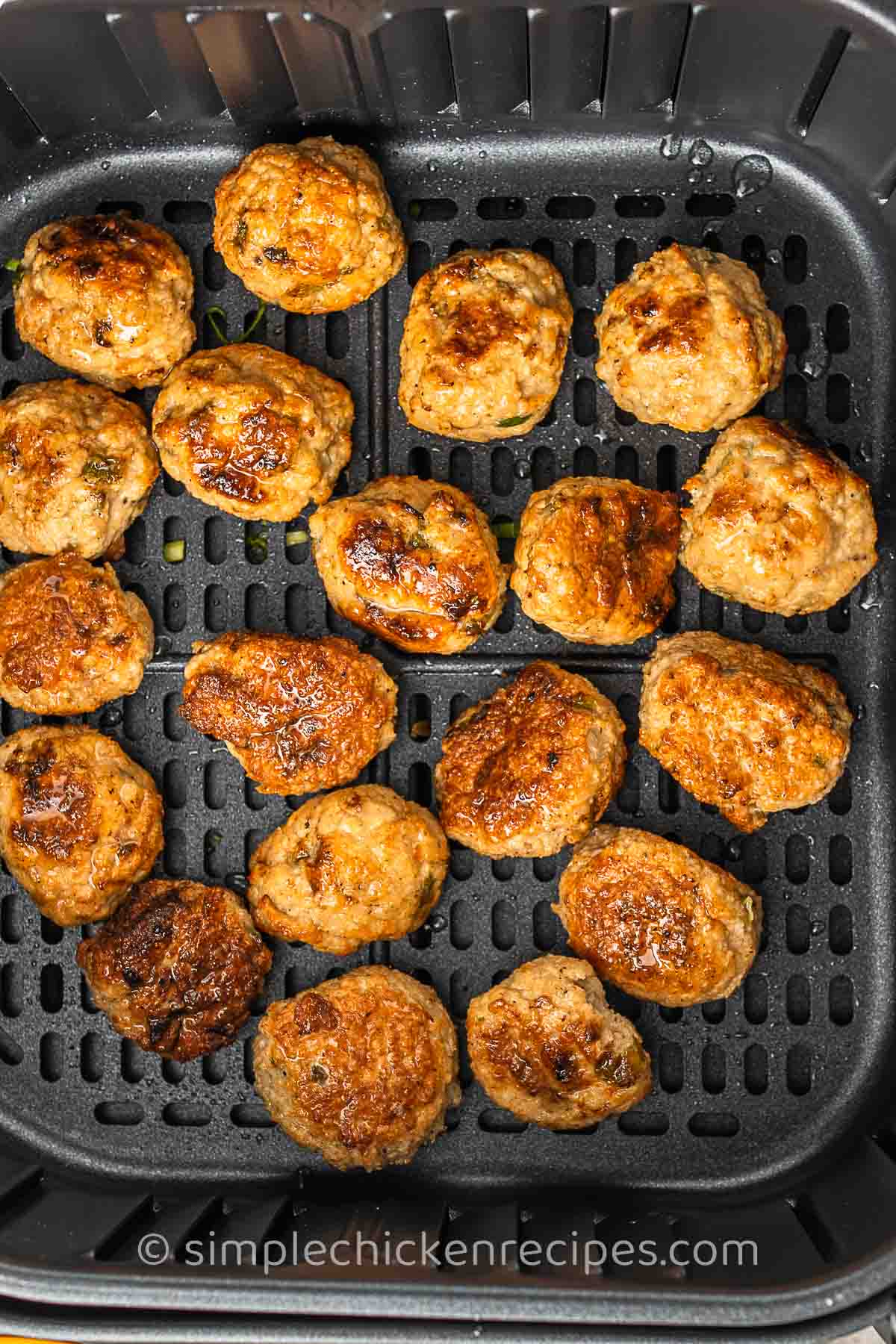 chicken meatballs cooked in an air-fryer