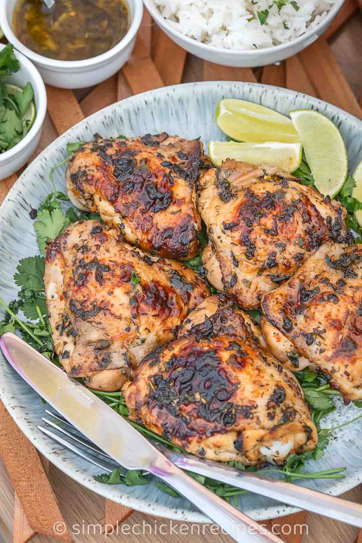 lime chicken with cilantro/coriander serve with rice