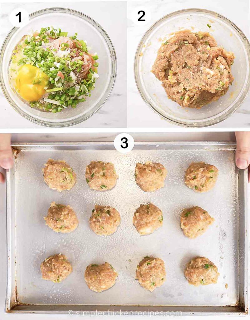 how to shape chicken meatballs