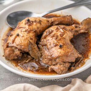 Filipino chicken adobo cooked in an instant pot