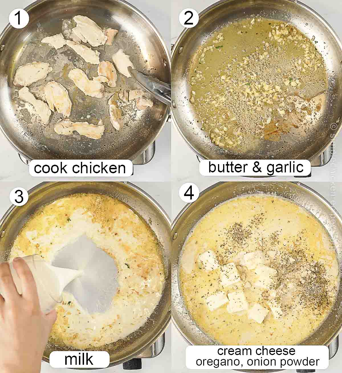 step by step process on how to make cream cheese chicken alfredo